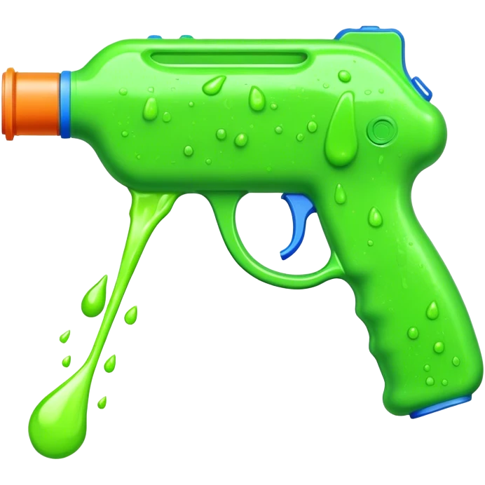 A water gun with drippy green slime  emoji