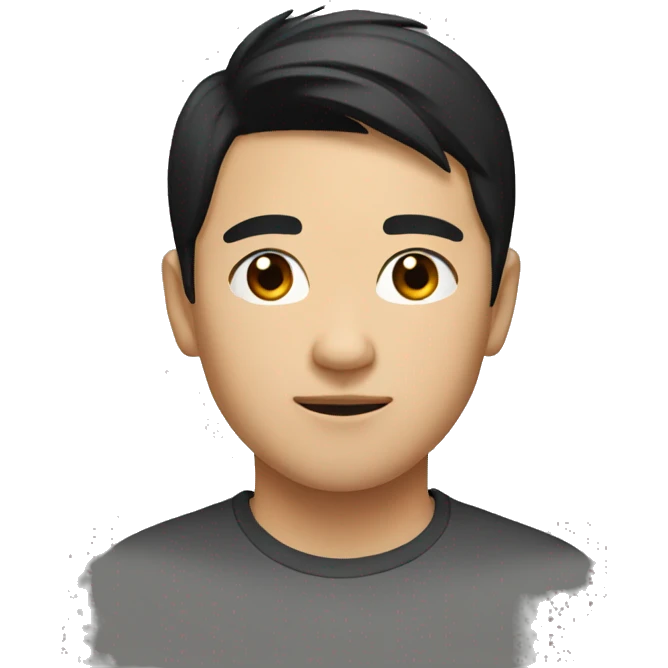 A  young  Asian  man  with  black  hair. emoji