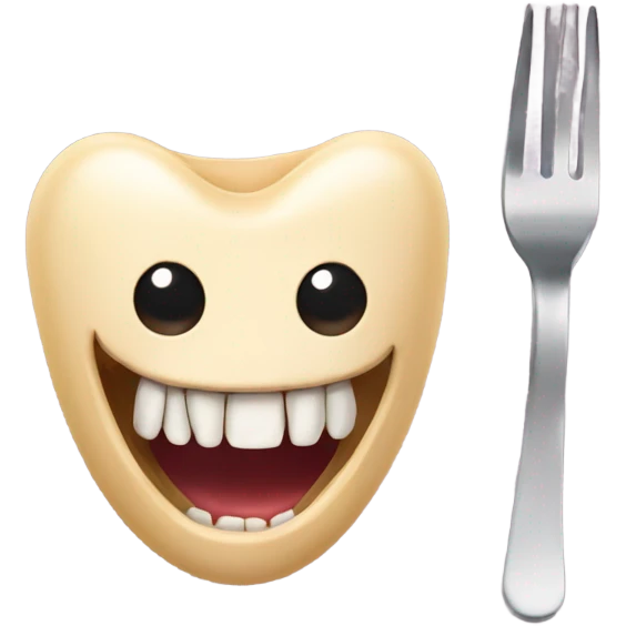 Horse teeth chomping on fork emoji