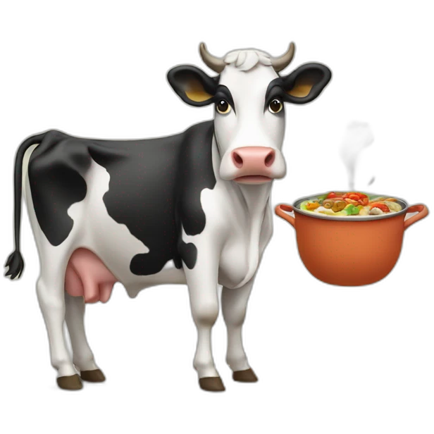 A cow cooking a meal emoji