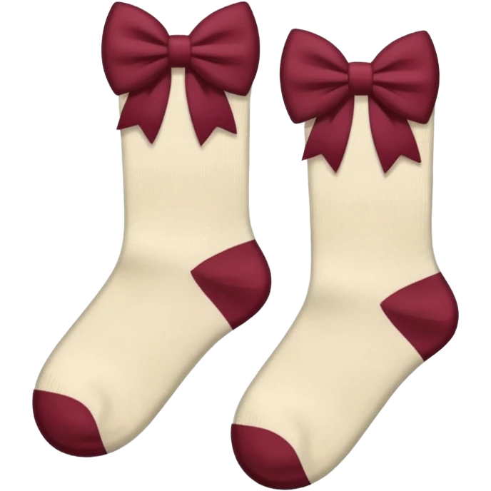 aesthetic beige socks with burgundy bows emoji