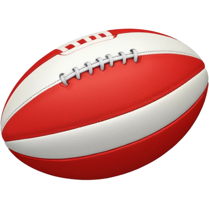 australian rules football ball with equal sized horizontal red, white and black stripes emoji