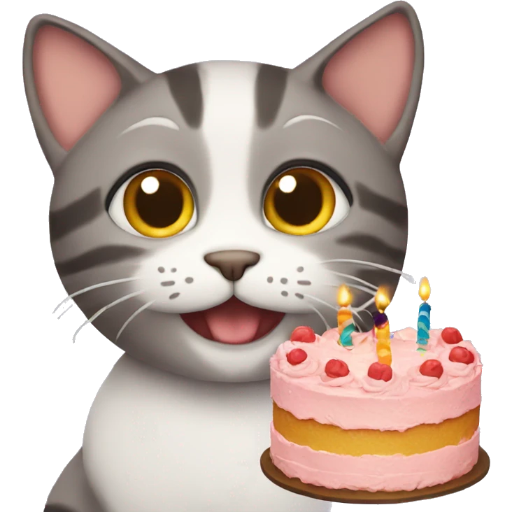 cat with a birthday cake emoji