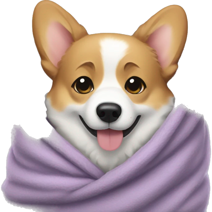 Corgi wrapped in a fluffy blanket emoji