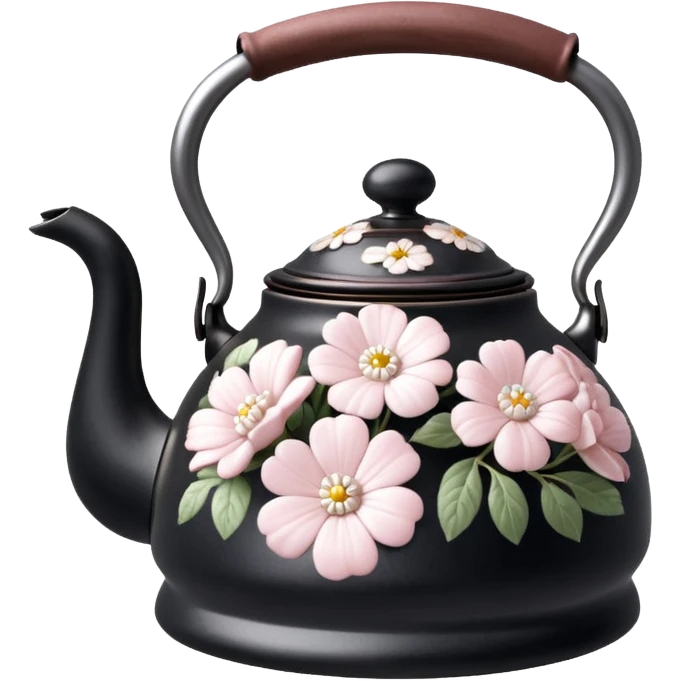small flowers kettle vintage white and pink emoji