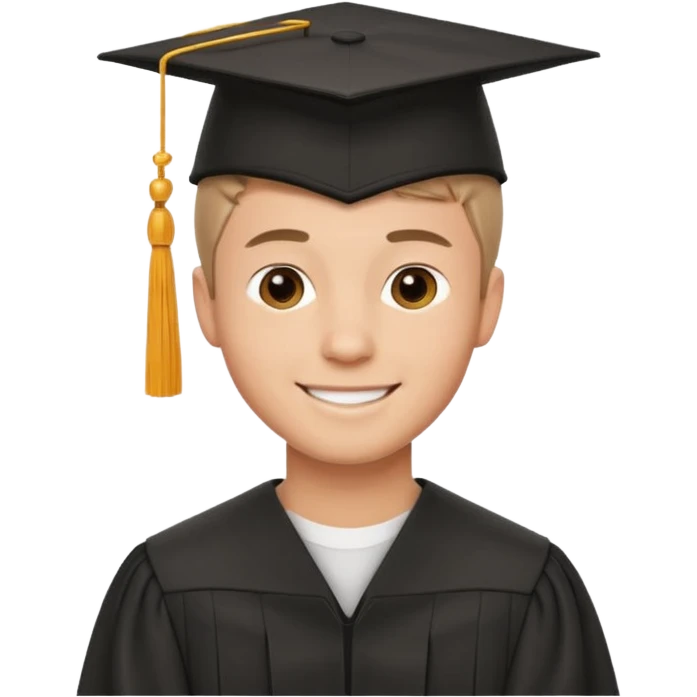 Graduated Students, Male, proudly, short hair, wearing graduation cap emoji