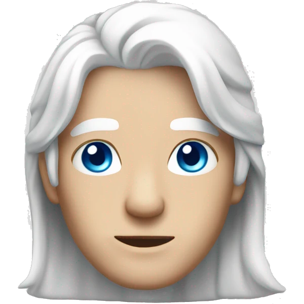 WHITE HAIR YOUND ADULT WITH BLUE SHINING EYES emoji