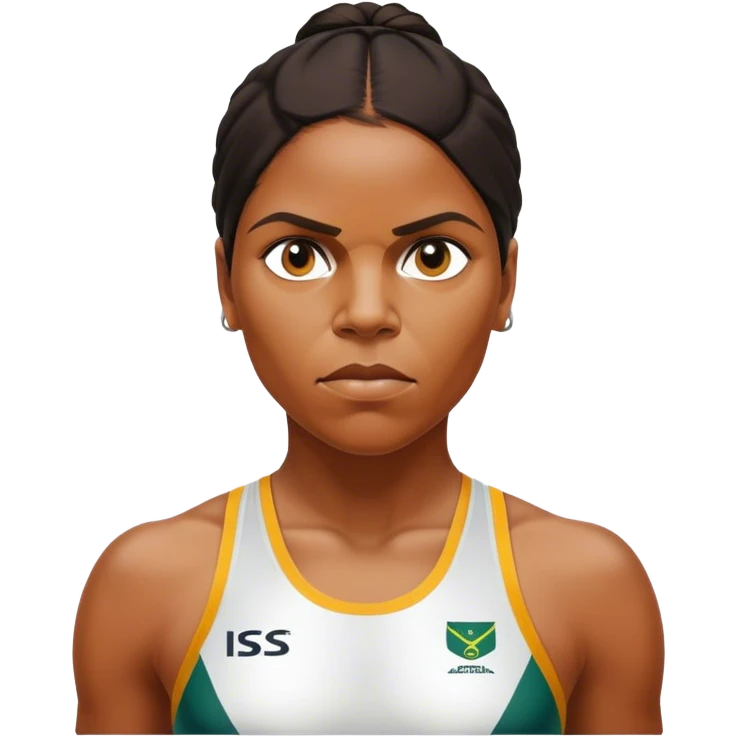 Cinematic Realistic portrait of Cathy Freeman, shown as an iconic Australian athlete with a focused, determined expression and modern athletic attire accented with subtle native motifs, rendered in dynamic, vibrant lighting emoji