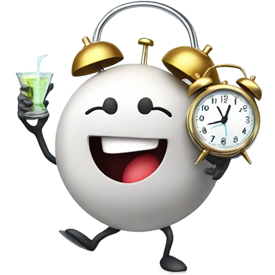 Alarm Clock running with a martini glass  emoji