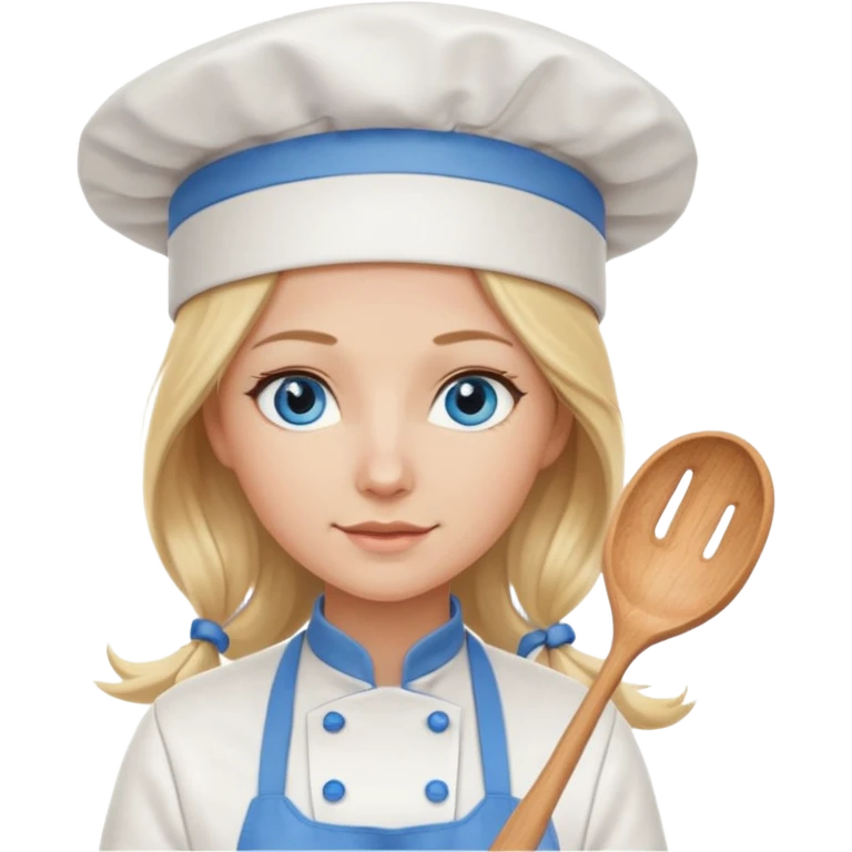 Long Blonde hair blue eyed female chef emoji
