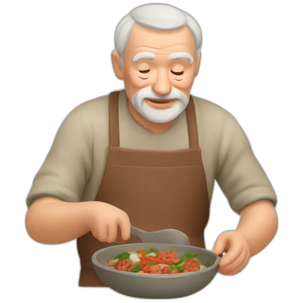 old man making latvian dishes from clay emoji