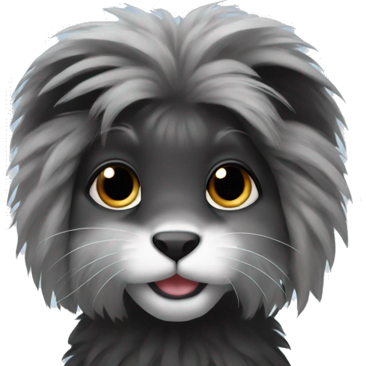 A black lionhead rabbit with eyelashes emoji