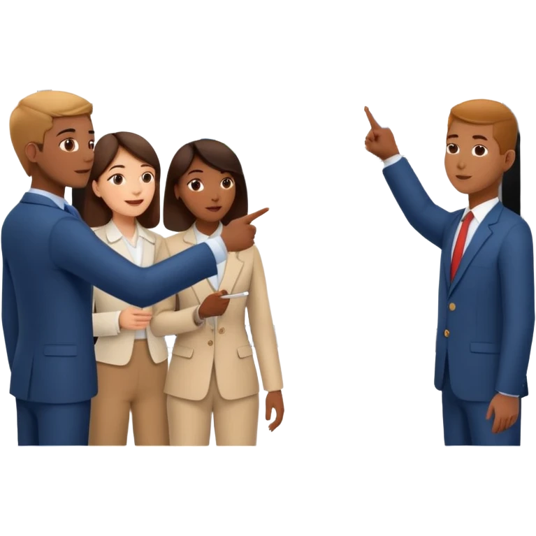 group of people pointing at a digital presentation screnn full of charts and graphs emoji