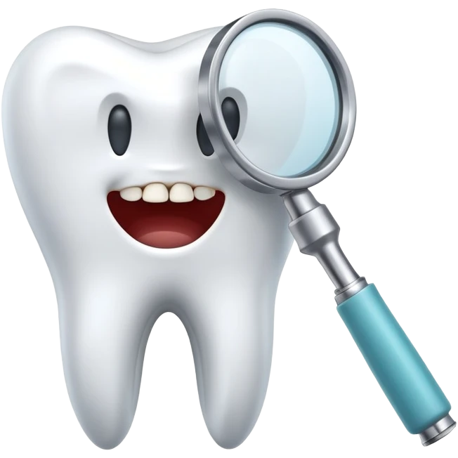 tooth with a small drill and dental mirror, representing root canal treatment emoji