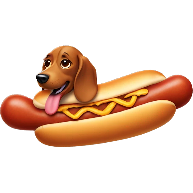 Wienerdog with a hotdog costume emoji