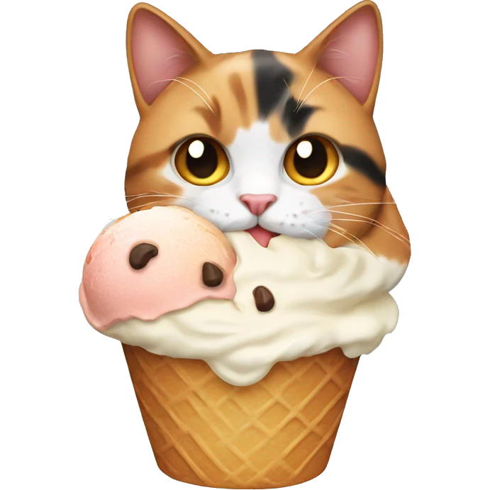 Icecream with calico cat emoji