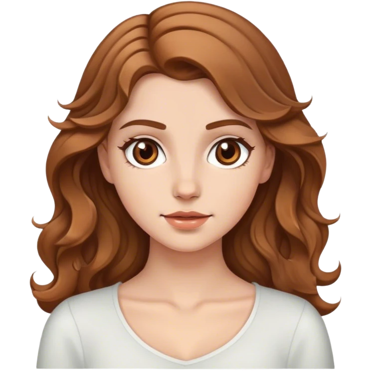 White girl with wavy light brown hair, brown eyes emoji