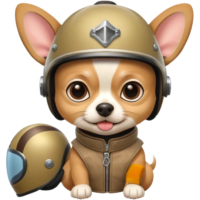 Chihuahua with motorcycle helmet emoji