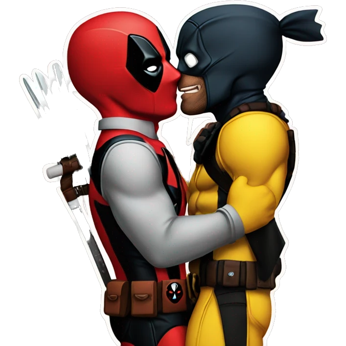 Deadpool kissing Wolverine emoji