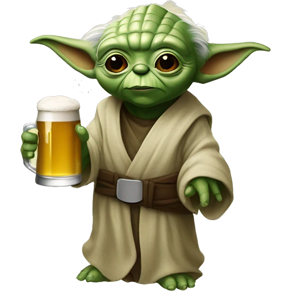 Yoda tomando cerveza emoji