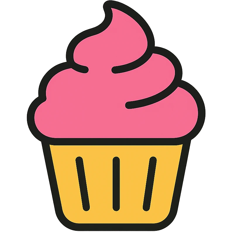 color outline icon of a cupcake with pink icing emoji
