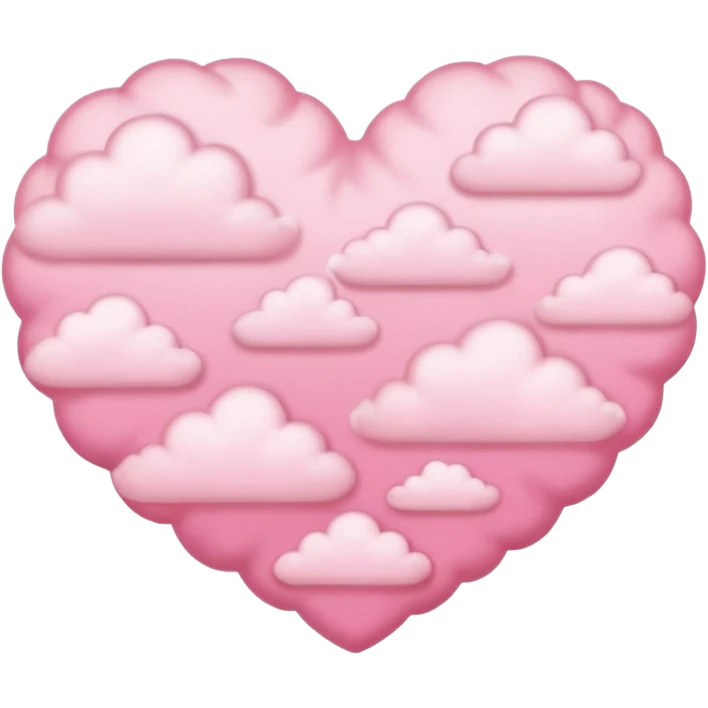Dreamy pink aesthetic clouds with hearts emoji