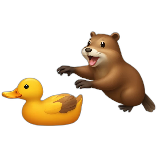 beaver chasing a duck emoji