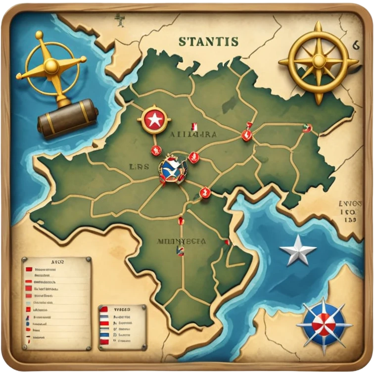 strategic military map with military objects emoji