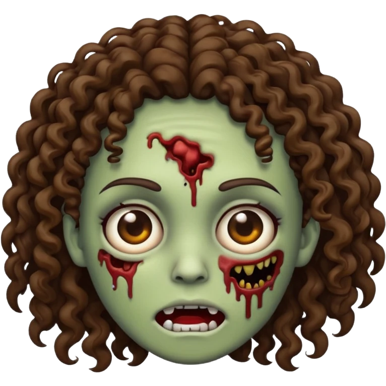 zombie emoji with black and brown curly hair emoji