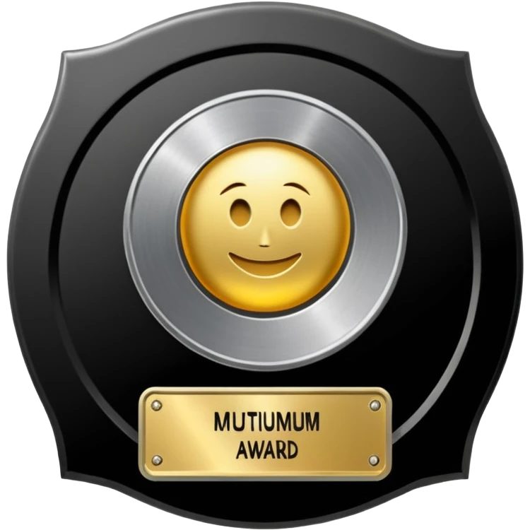 A dark metal platinum music award plaque emoji