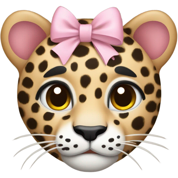 Leopard with a little light pink bow emoji
