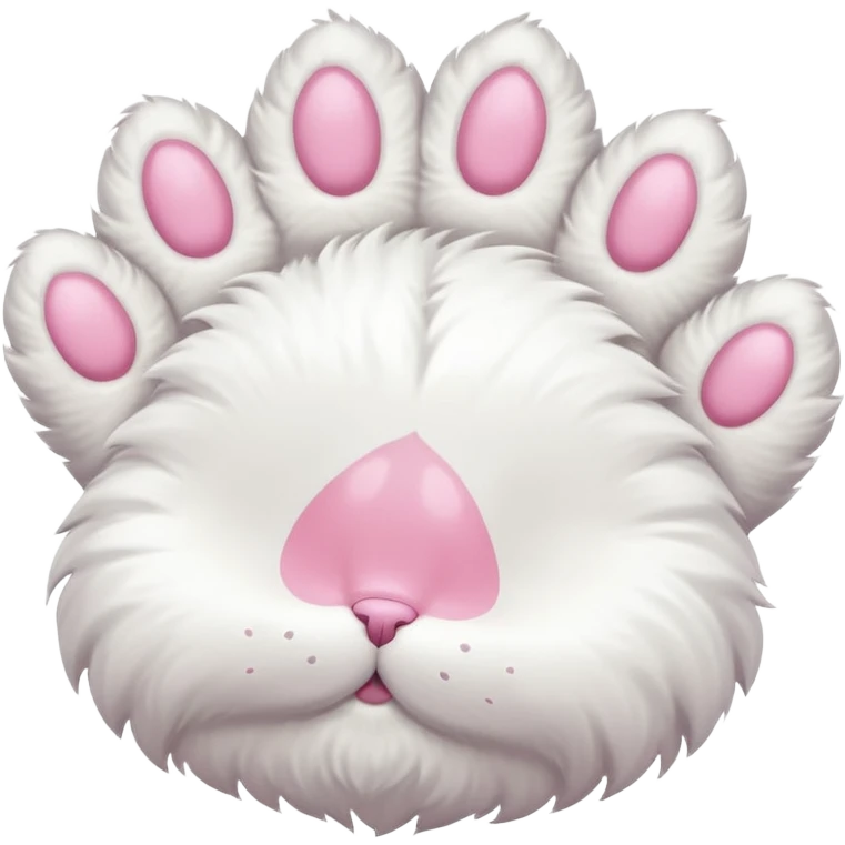 white cat fluffy paw, from the bottom, cute, kawaii emoji