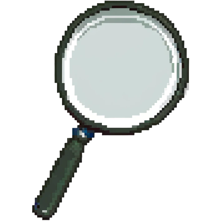 A detailed magnifying glass showing pixel details emoji