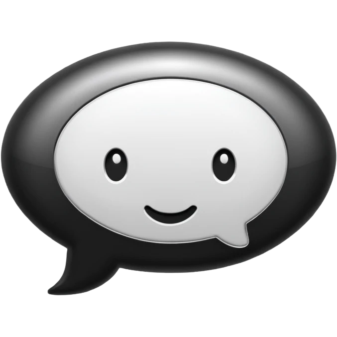  chat burbulas juodai baltas su mettalic efektu emoji