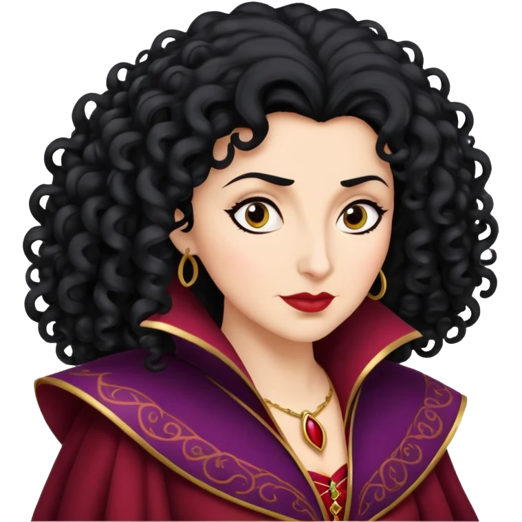 Mother Gothel villain with curly black hair emoji
