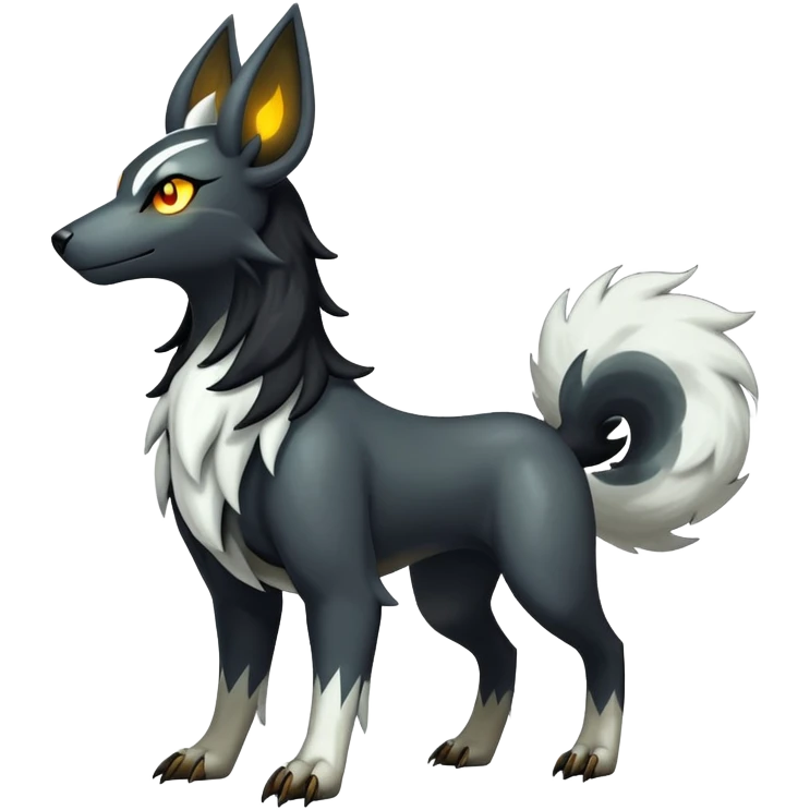 Shiny Exotic Excessive Mysterious Houndoom-Mightyena-Pokémon-Fakémon-hybrid-creature (full body) emoji