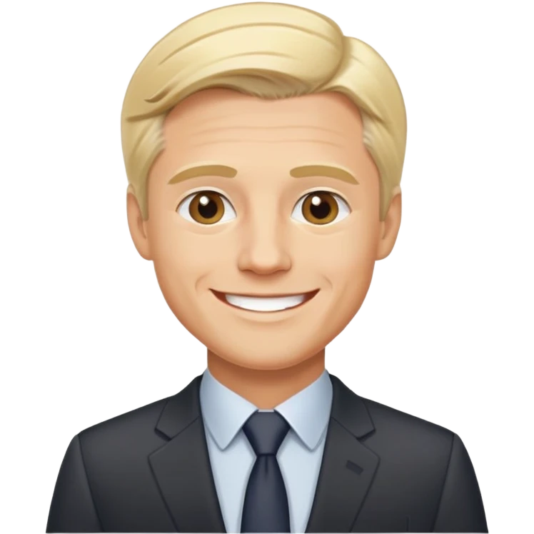 Oleg Tinkov, smiling, blond hair, wearing a business suit emoji