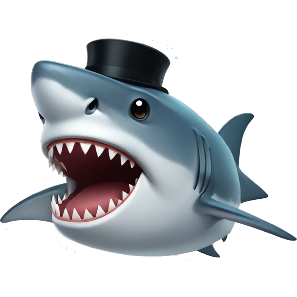 Shark with a top hat emoji