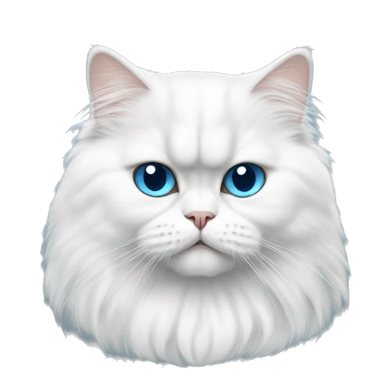White Persian cat, blue eyes, Persian exotic cat, round cat emoji
