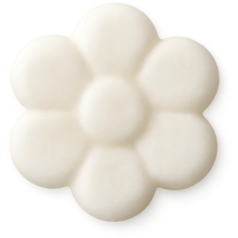 Change the candy to white, keep it flower-shaped, centered, transparent background, no other elements, same style. emoji