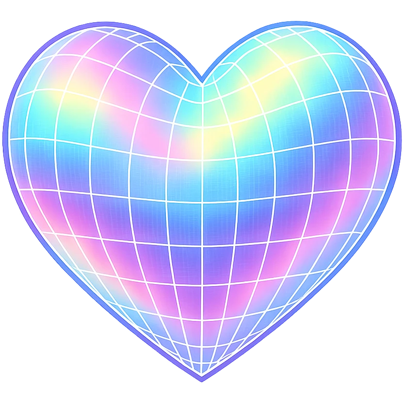 heart with a holographic grid, digital illustration, no background emoji