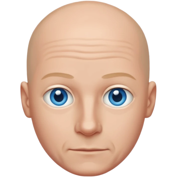 John Hendy with blue eyes, bald head emoji