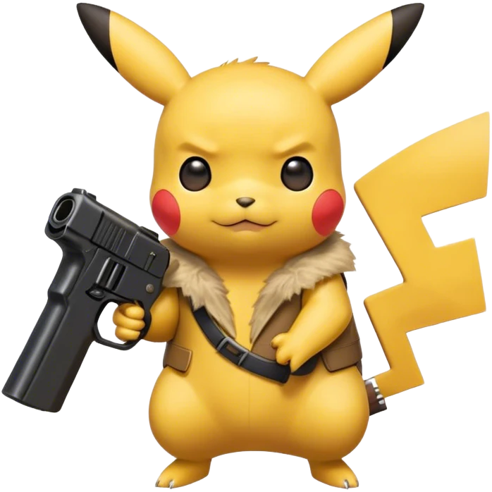 Pikachu holding a black toy gun emoji