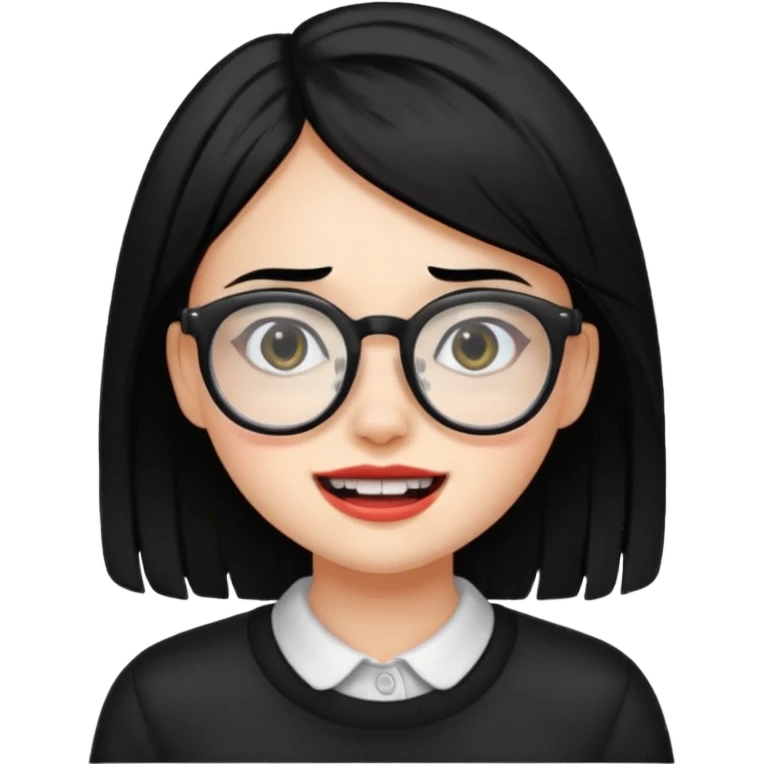 못생긴 여자 아이덧니도 있음 안경씀 검은색머리 비듬 단발아님 emoji