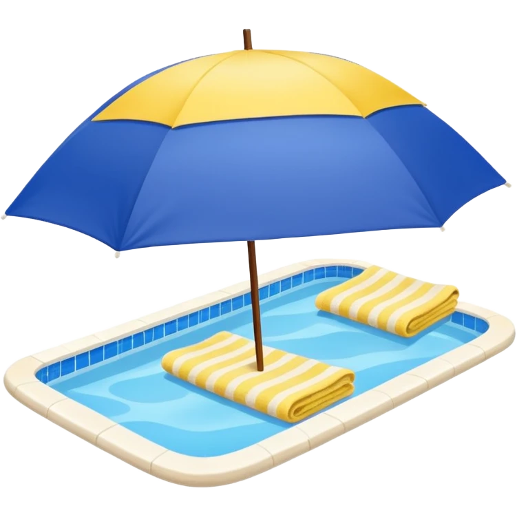 pool with sun umbrella and towel, clean and simple emoji