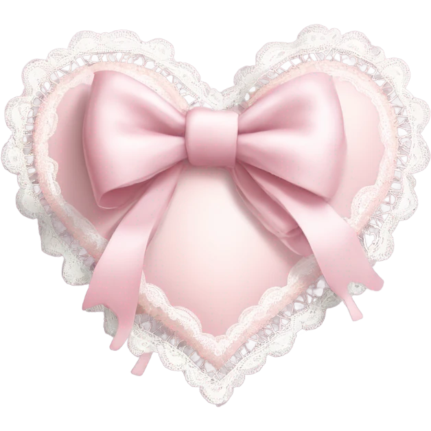rococo Pastel pink heart with white bow with lace and frills  emoji