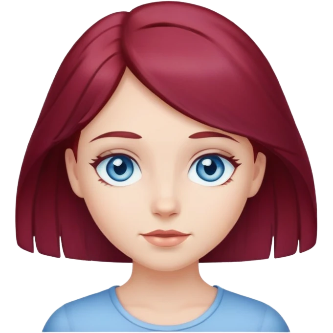 Blue eyed burgundy haired girl emoji