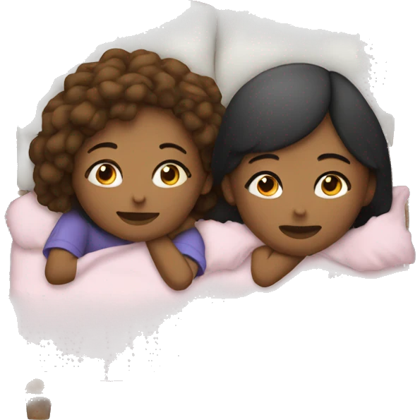 two girls laying on a bed  emoji