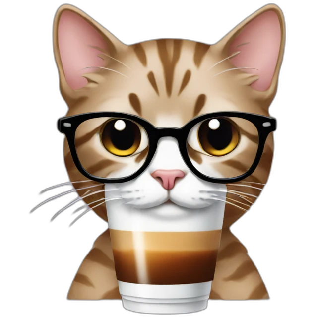 hipster cat drinking iced coffee emoji