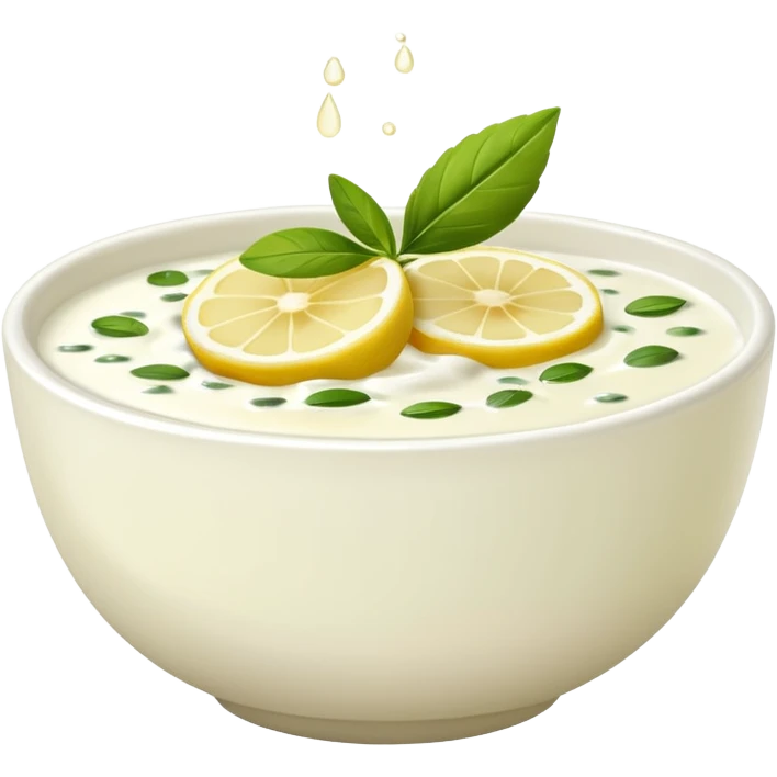 yaourt avec du citron, des herbes, du miel et de l'huile d'olive emoji